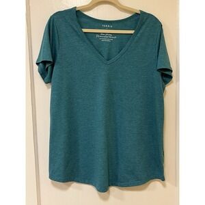 Torrid Women's Plus Sz 1 Blue Green Girlfriend V-Neck Tee Top 1x